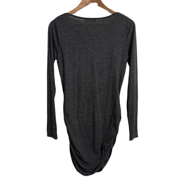 Revolution Womens Gray Striped Long Sleeve Ruched Side Mini Dress Medium - Picture 4 of 4